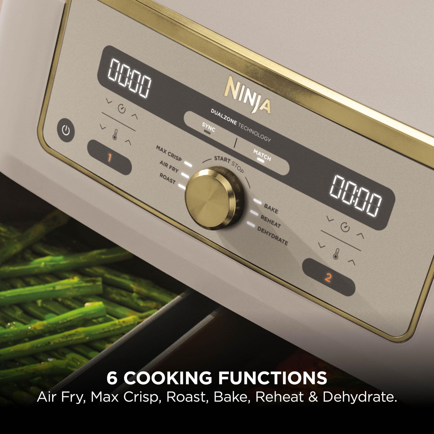 Ninja MAX Dual Zone Digital Air Fryer, 9.5L, Stone Gold DZ400UKSTGD