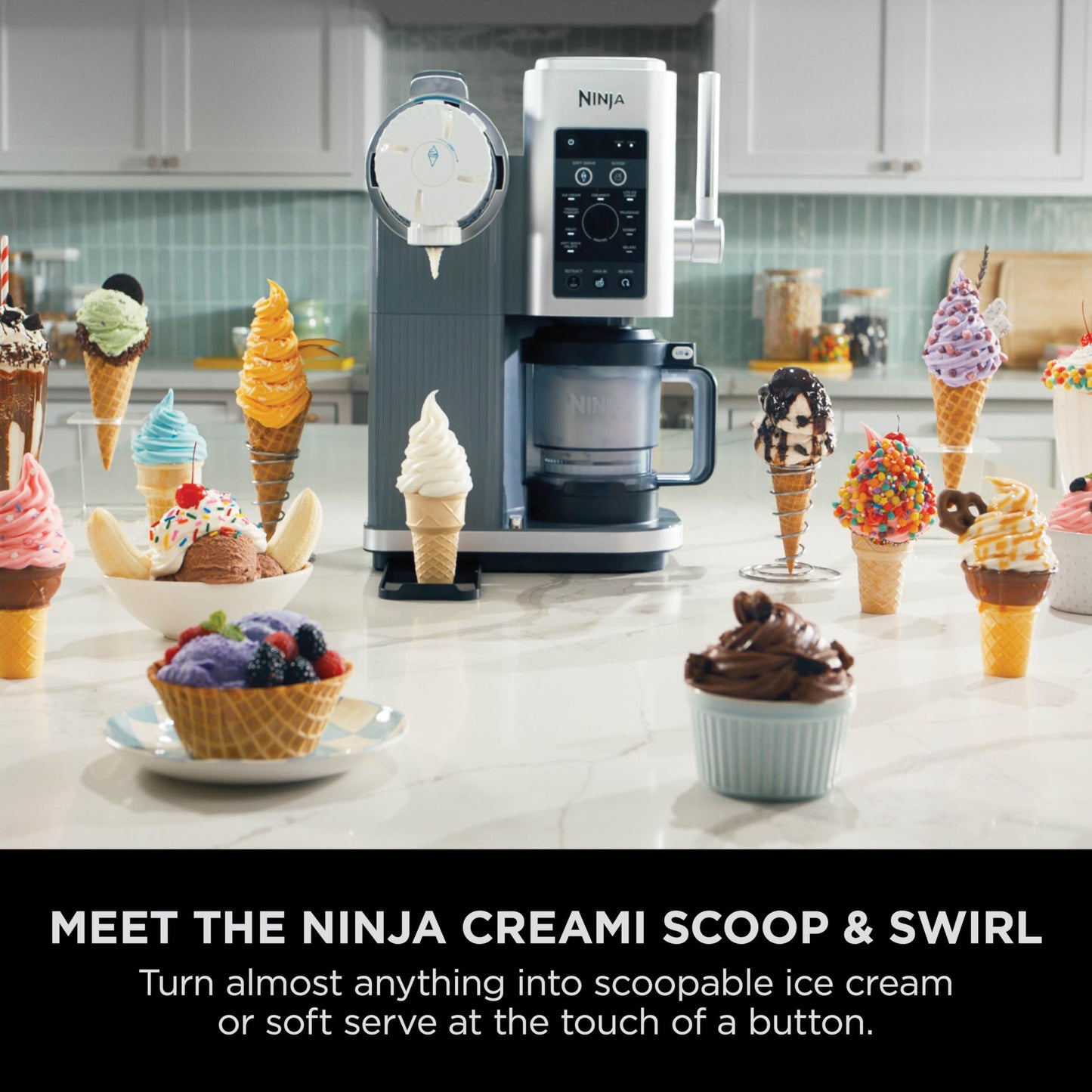 Ninja CREAMi Scoop and Swirl Soft Serve and Ice Cream Maker with 2x Tubs