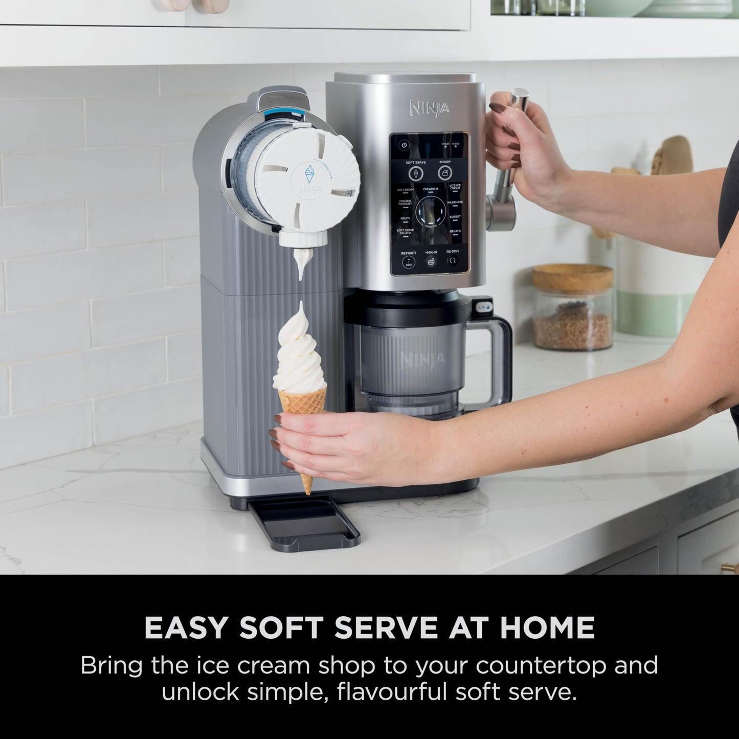 Ninja CREAMi Scoop and Swirl Soft Serve and Ice Cream Maker with 2x Tubs