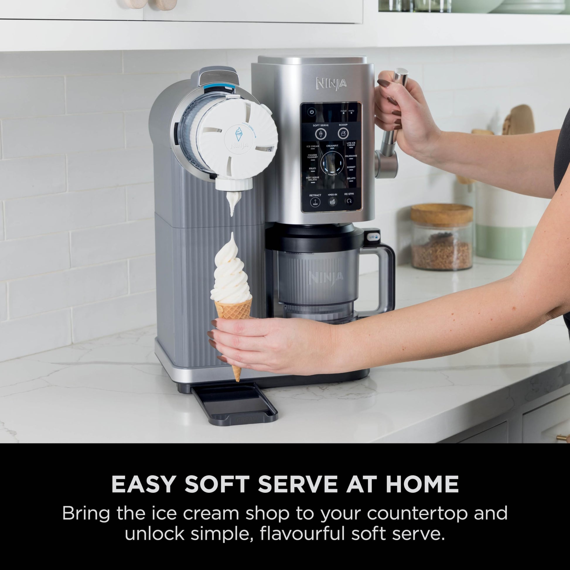 Ninja CREAMi Scoop and Swirl Soft Serve and Ice Cream Maker with 2x Tubs
