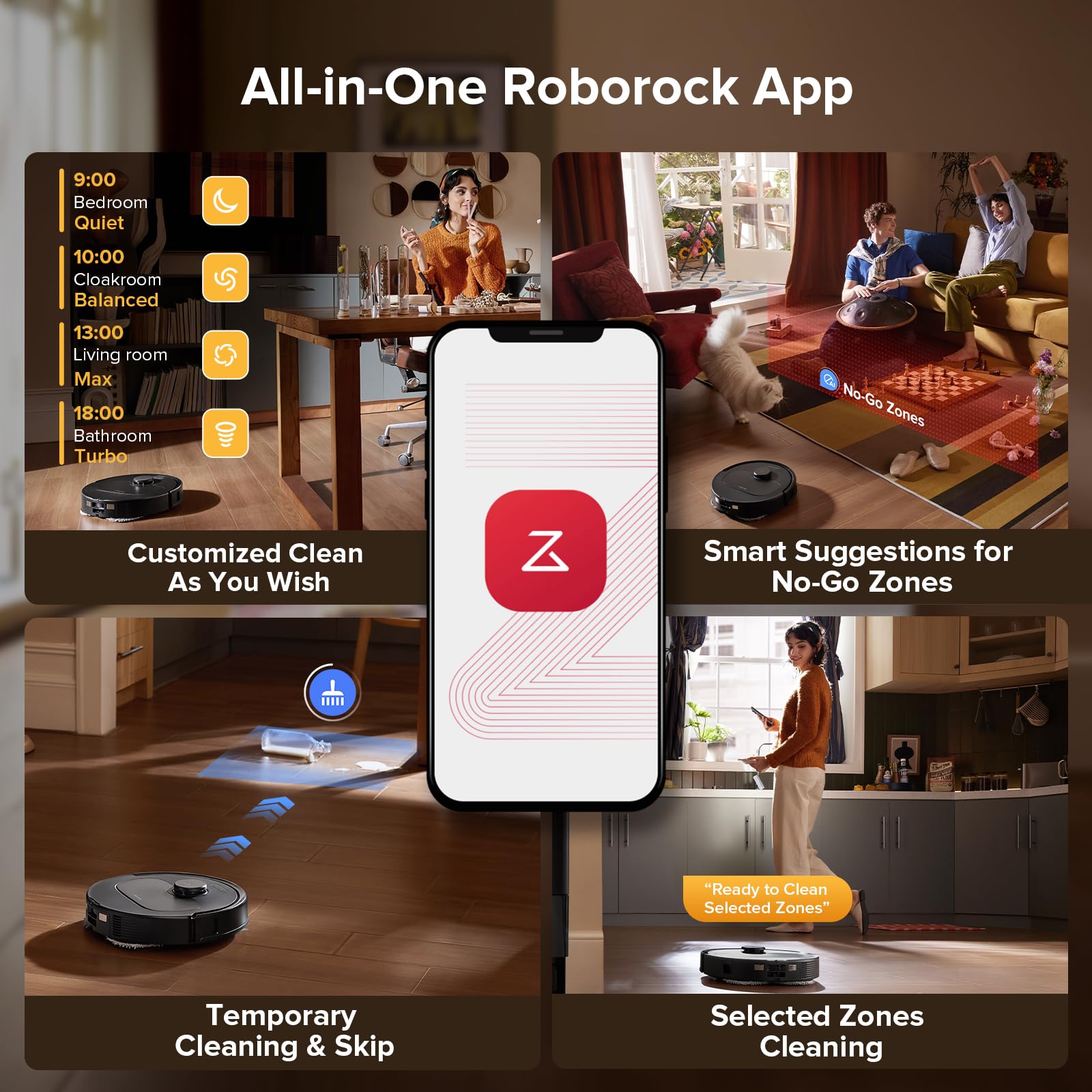 roborock Qrevo Series Robot Vacuum Cleaner with Mop, 10,000Pa Suction
