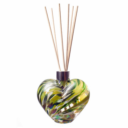 Glass Heart Reed Diffuser - Green, White & Light Green Iridescence