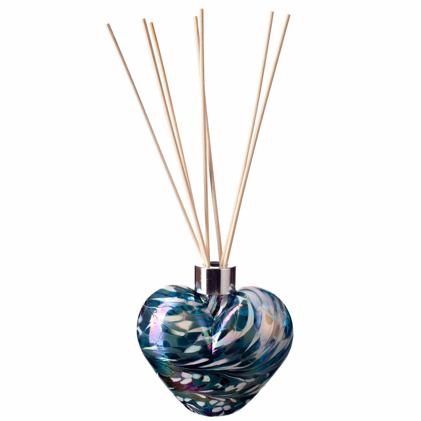 Glass Heart Reed Diffuser - Turquoise & White
