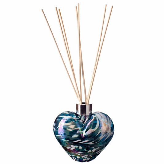 Glass Heart Reed Diffuser - Turquoise & White