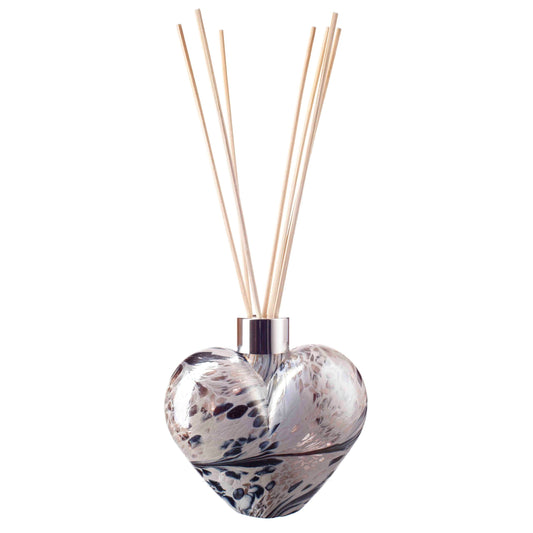 Glass Heart Reed Diffuser - White & Grey Frost