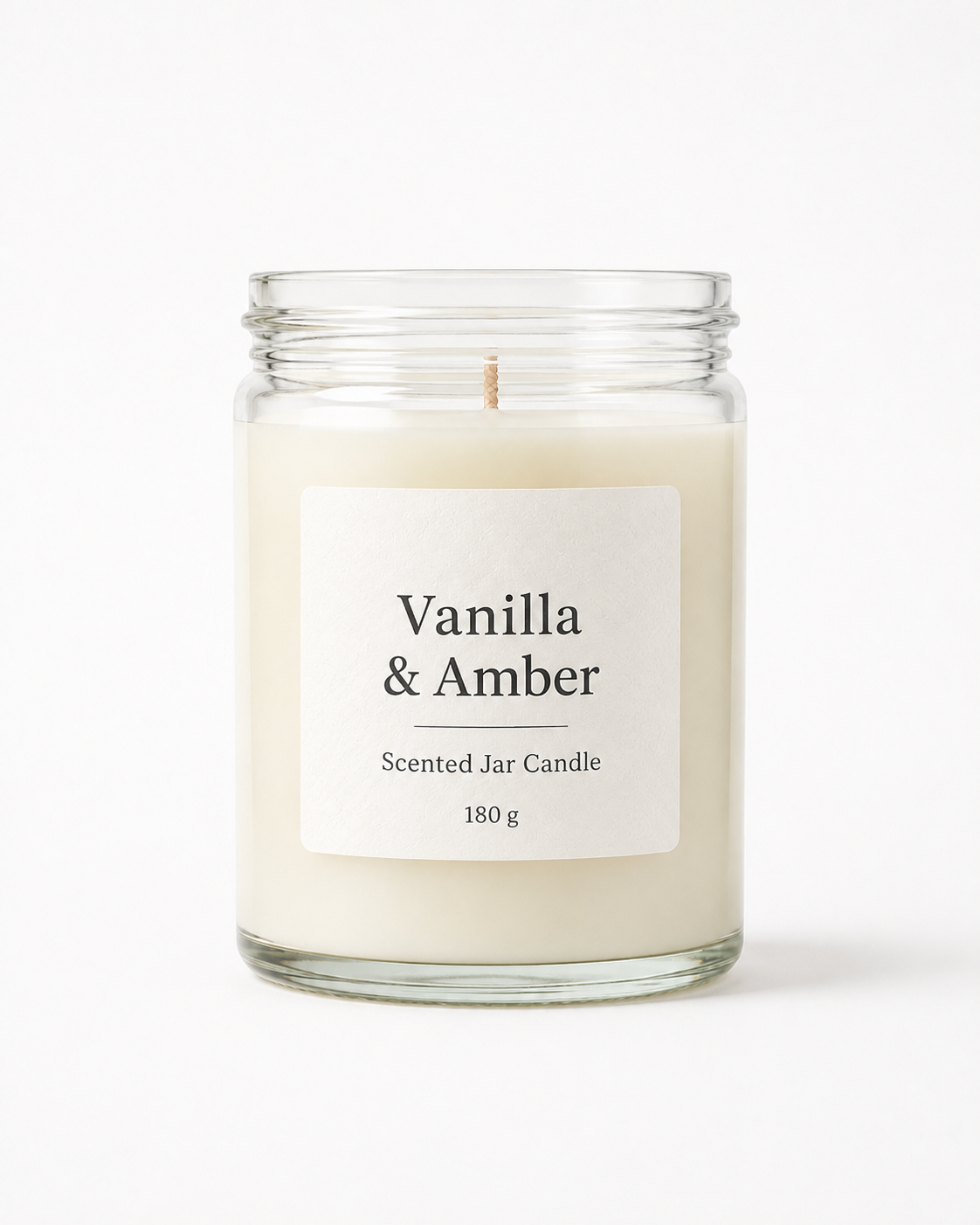 Vanilla & Amber Scented Jar Candle